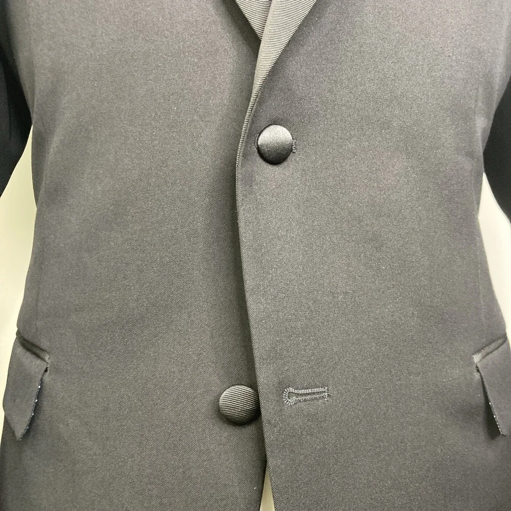 Alfani Mens Slim fit 2-pc Tuxedo Suit Jacket 42R Black Solid Pants 38W 30L